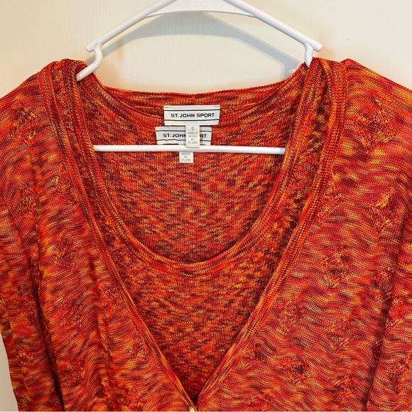 Two Piece St. John Sport Orange Twinset Cardigan Knit Small S - Picture 3 of 16